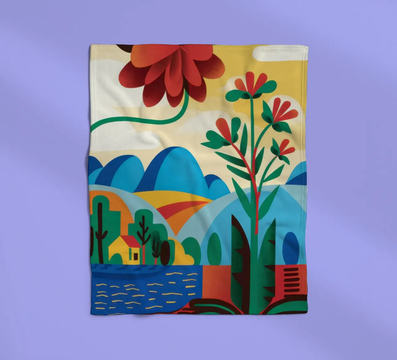 Folklore Blumenhügel Fleecedecke von Reds Jays