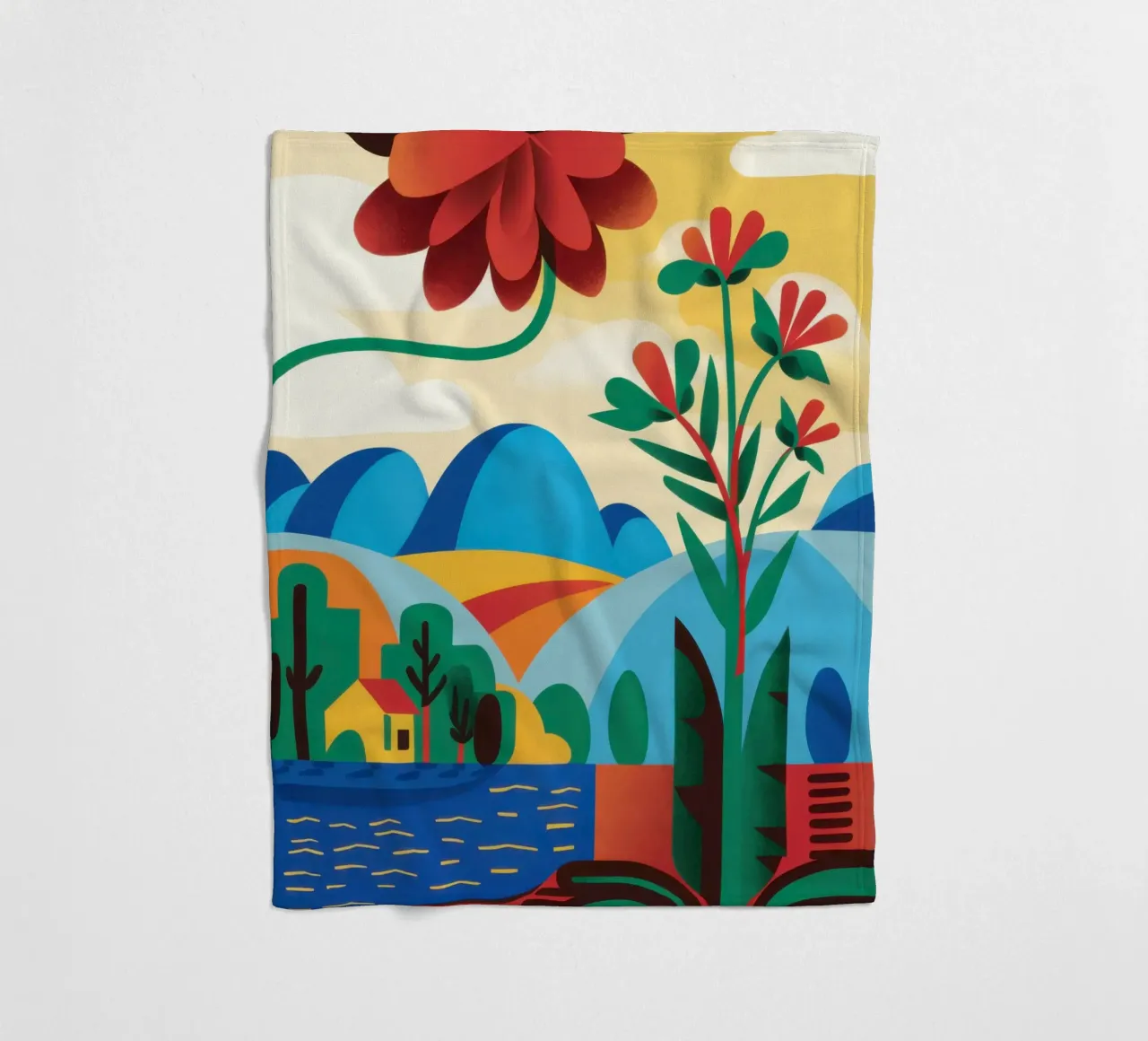 Folklore Blumenhügel Fleecedecke von Reds Jays