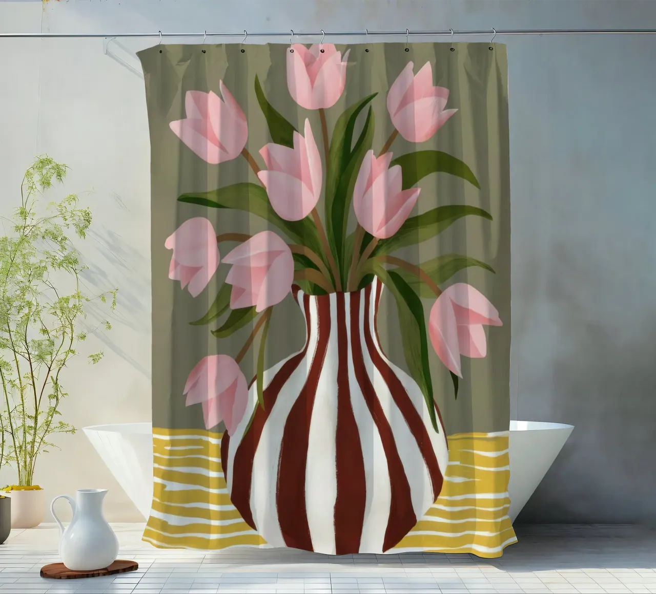 Bretonse Streep Tulpen douchegordijn van Rain Balance