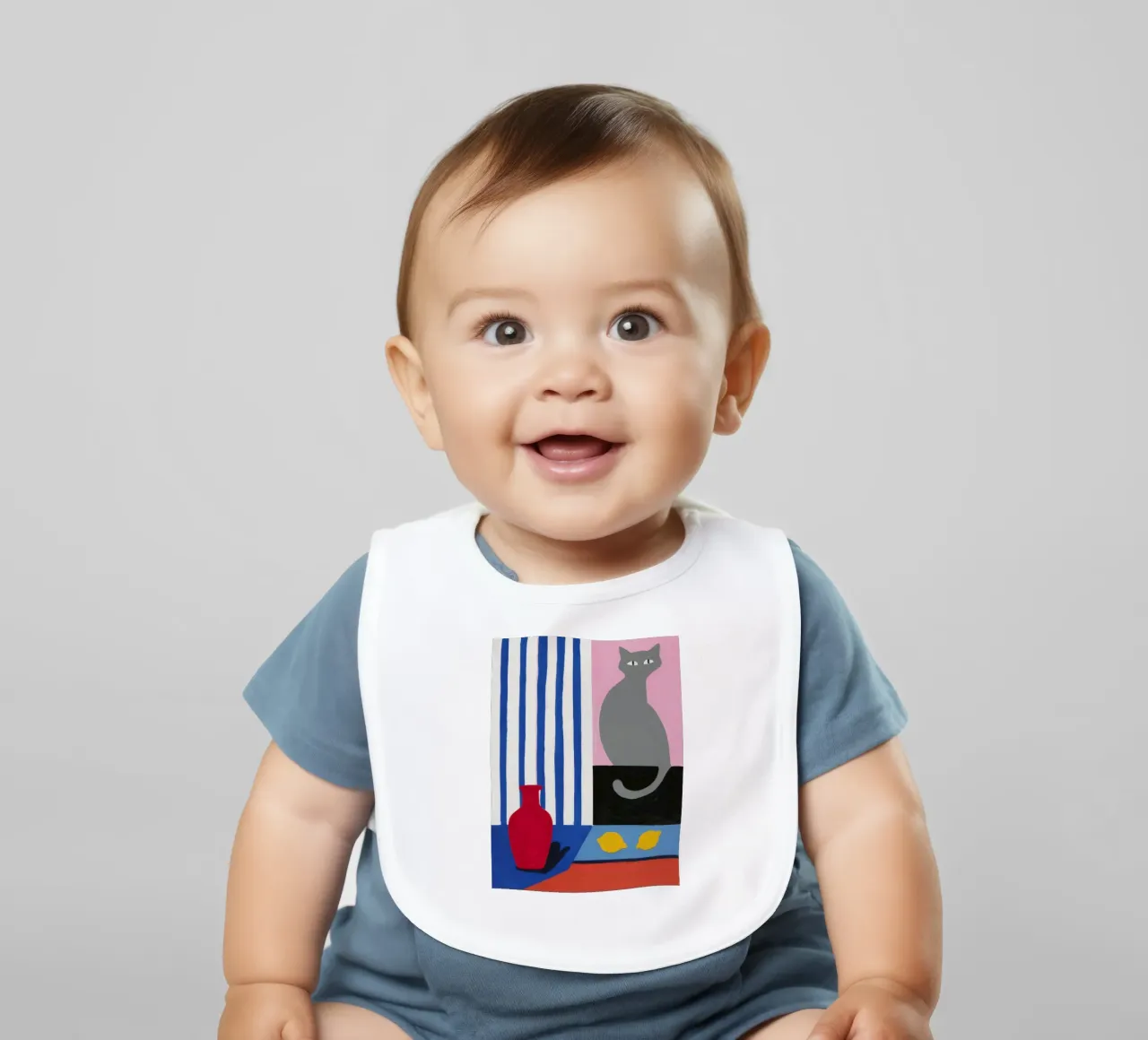 Stripe Seated Sentinel baby bib by Giant Foxs