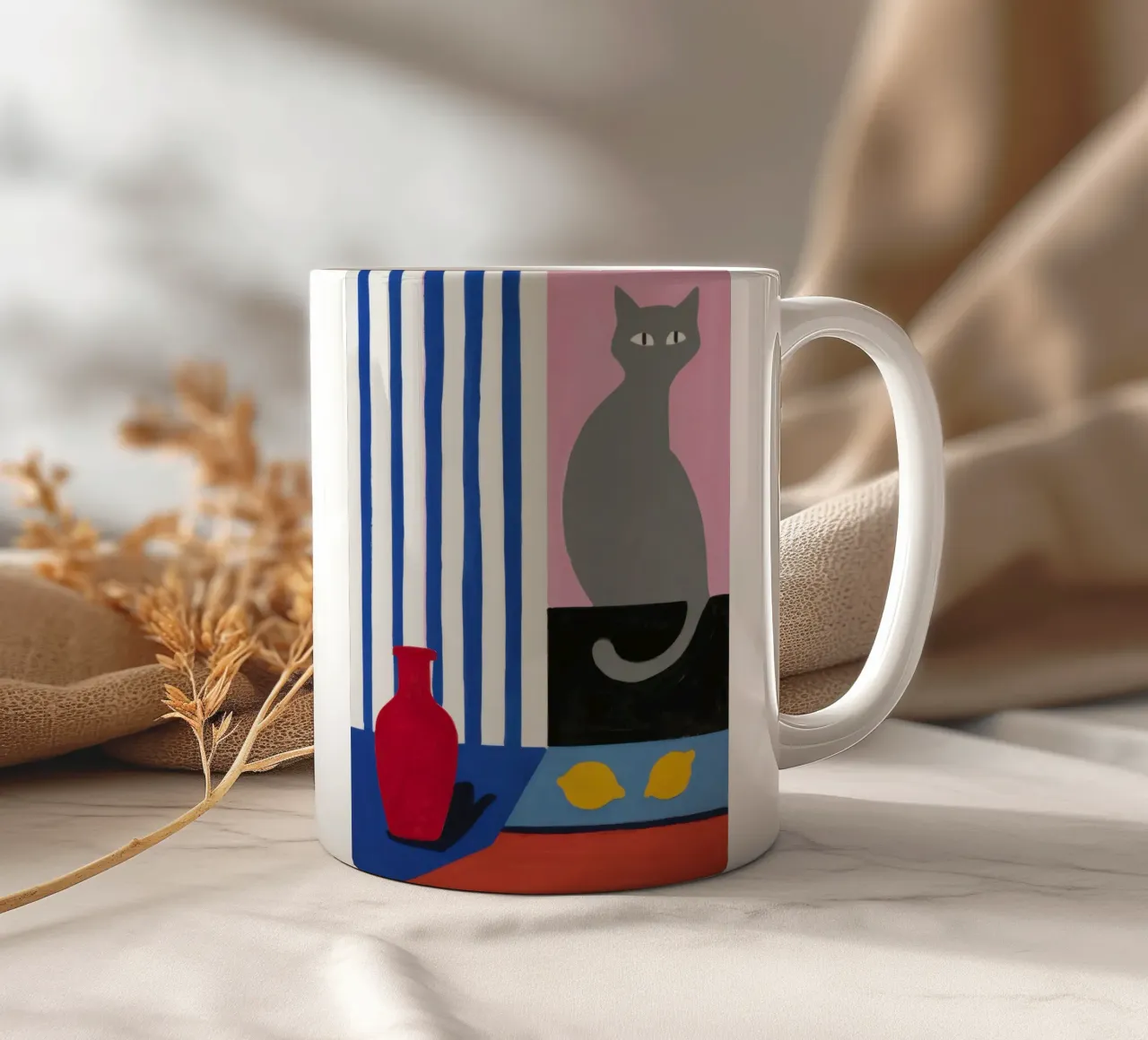 Sentinella seduta a righe tazza in ceramica da Giant Foxs