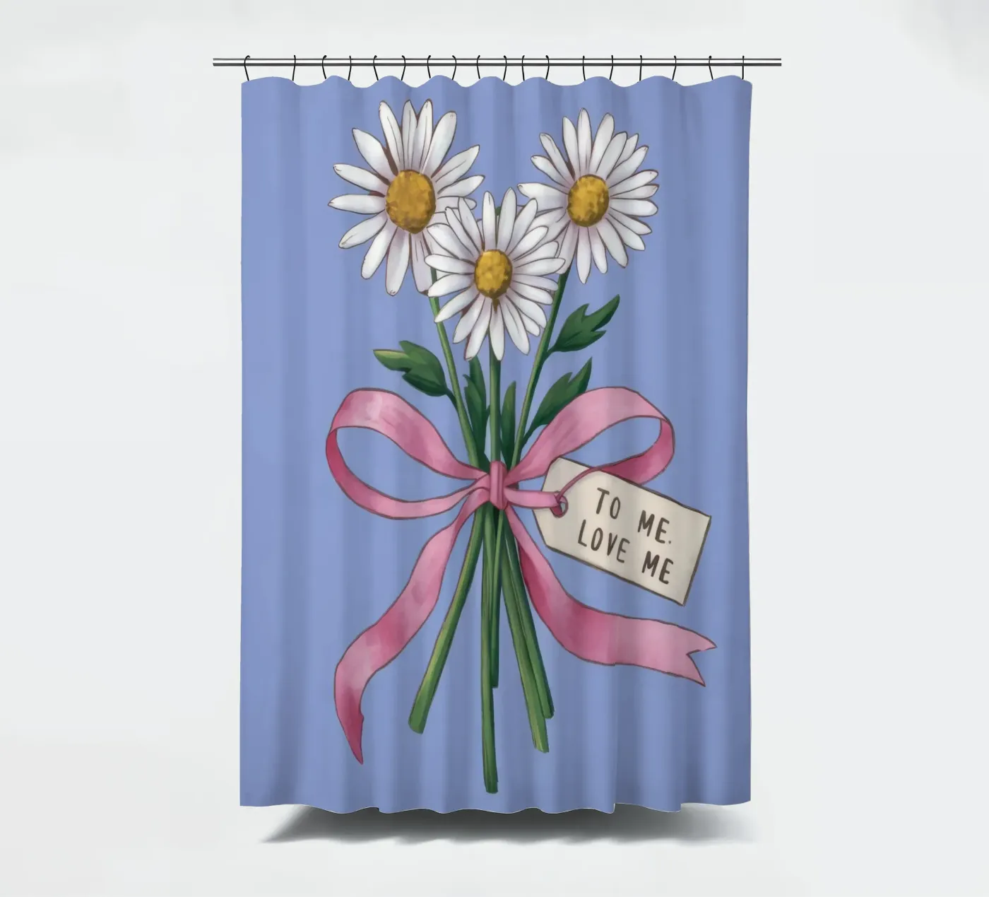 Daisy Note Devotion shower curtain by Rain Balance