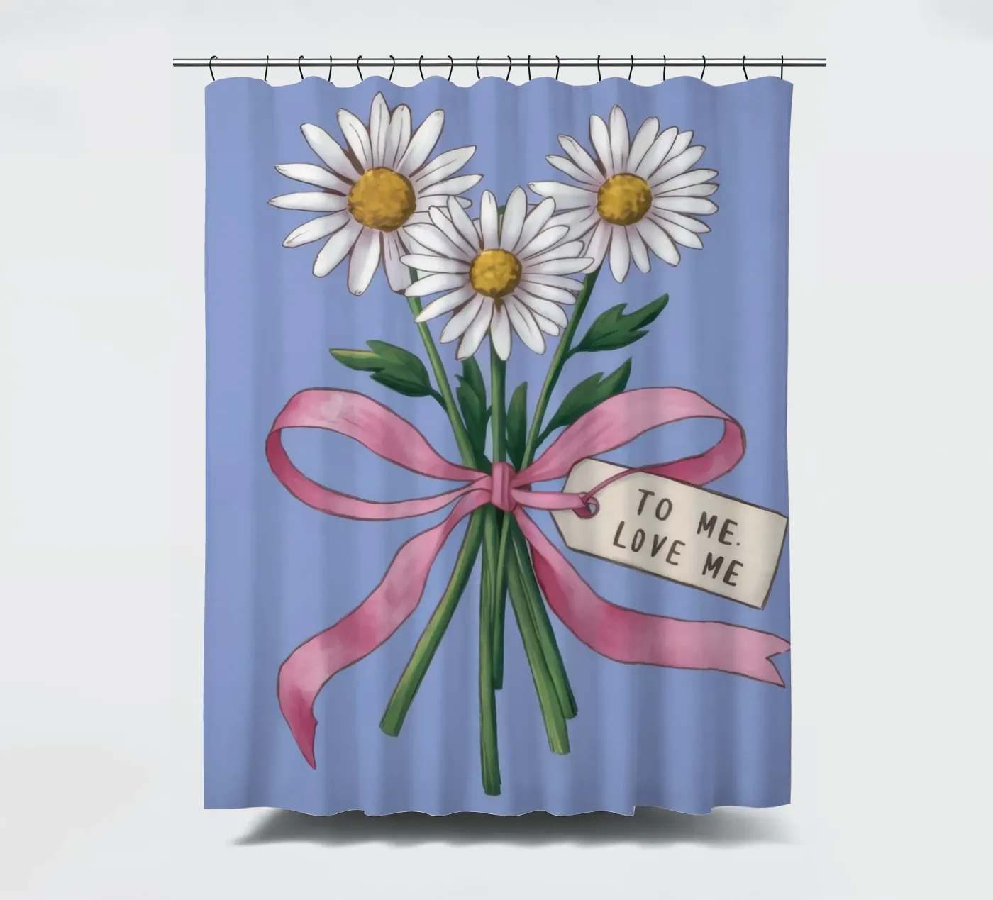 Daisy Note Devotion shower curtain by Rain Balance