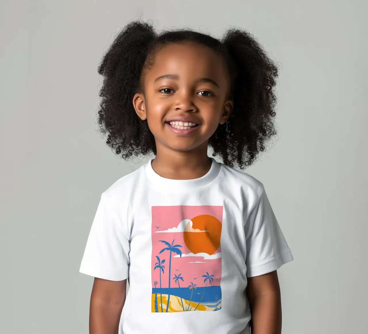 Pastel Palm Sunset kids t-shirt by Giant Foxs