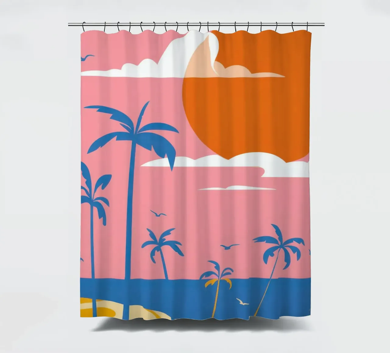 Pastel Palm Sunset shower curtain by Giant Foxs