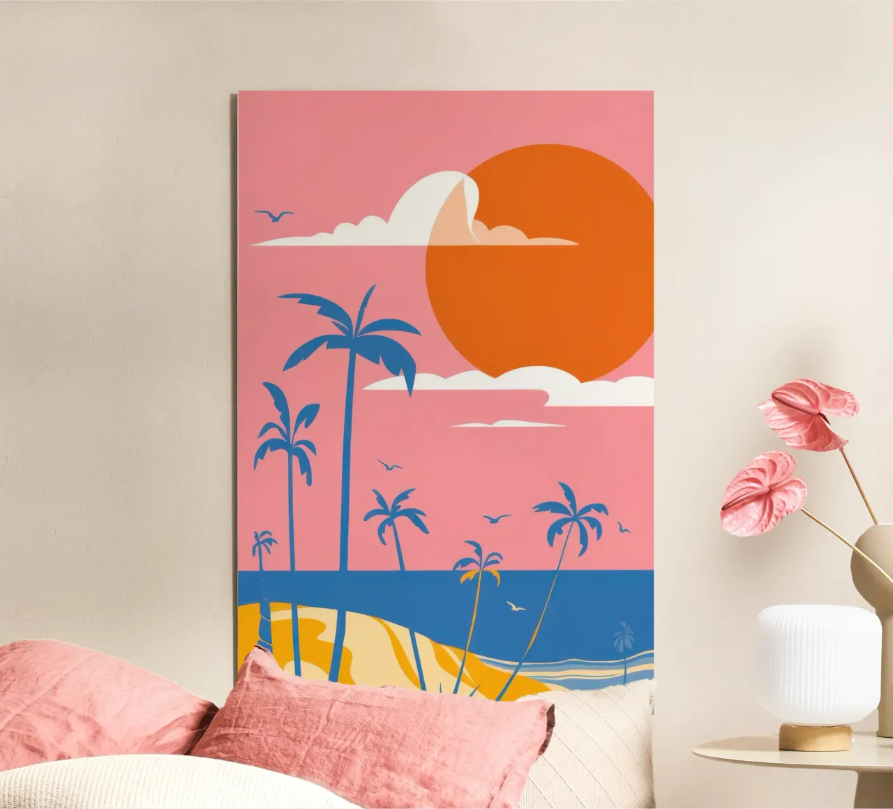 Pastel Palm Sunset alu-dibond by Giant Foxs