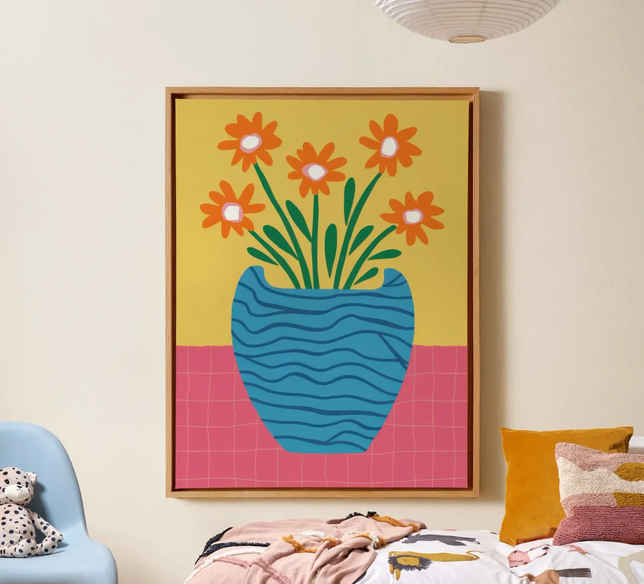 Azure Daisy Burst canvas by Rain Balance