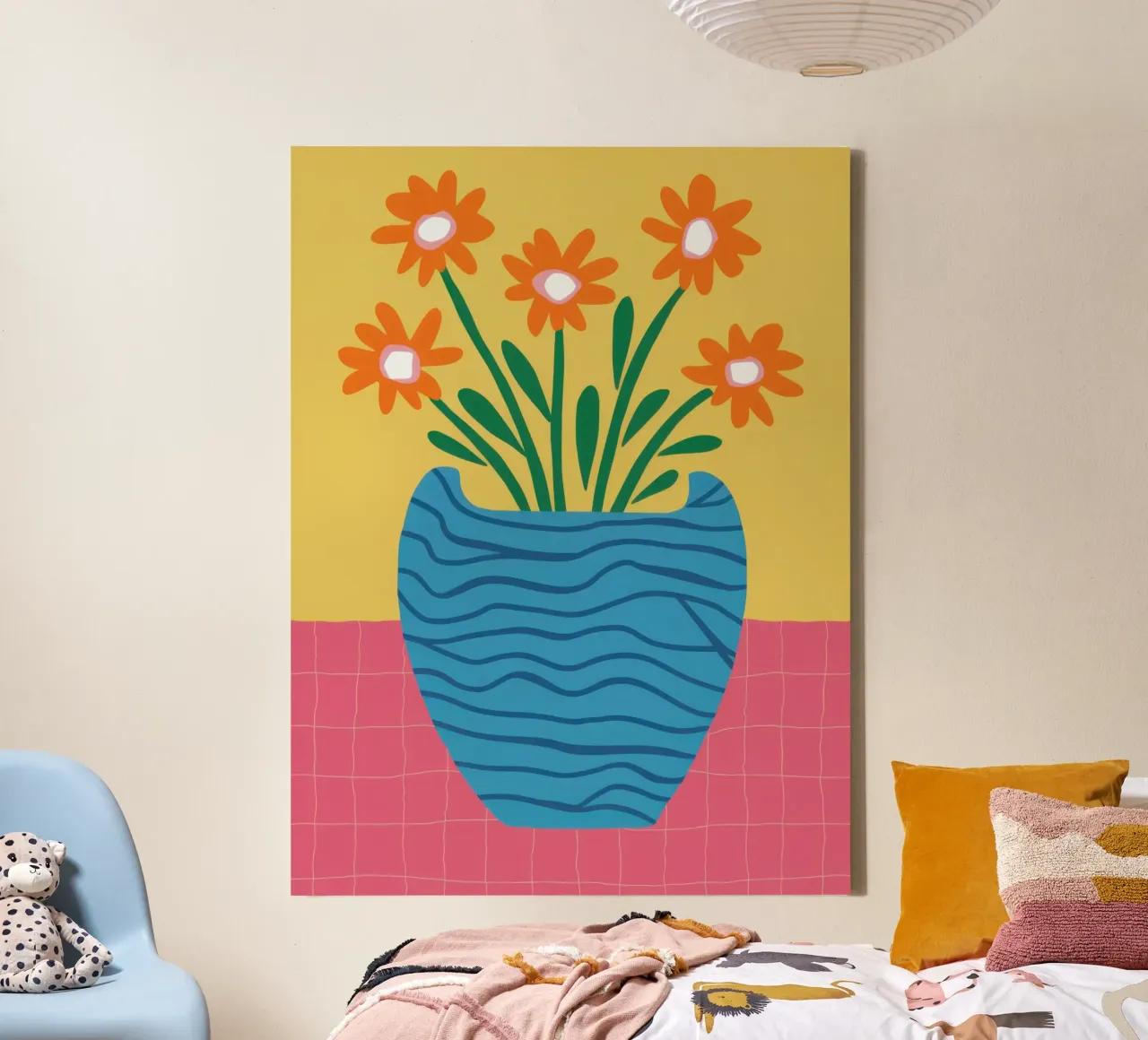 Azure Daisy Burst canvas by Rain Balance