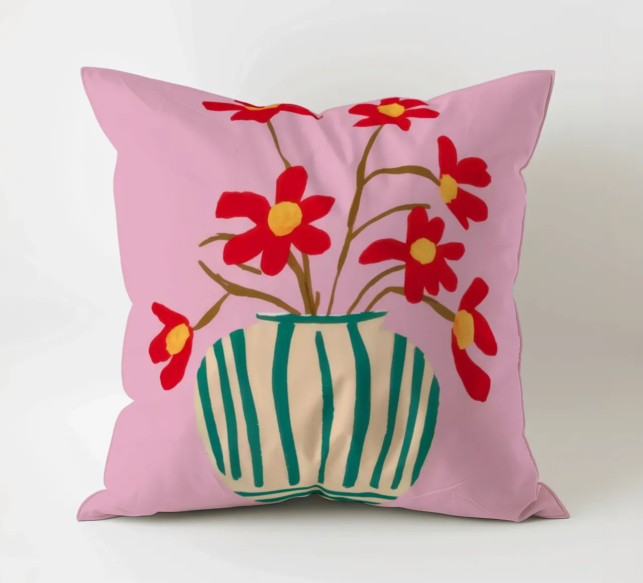 Veridian Stripe Bloom decorative cushion by Rain Balance