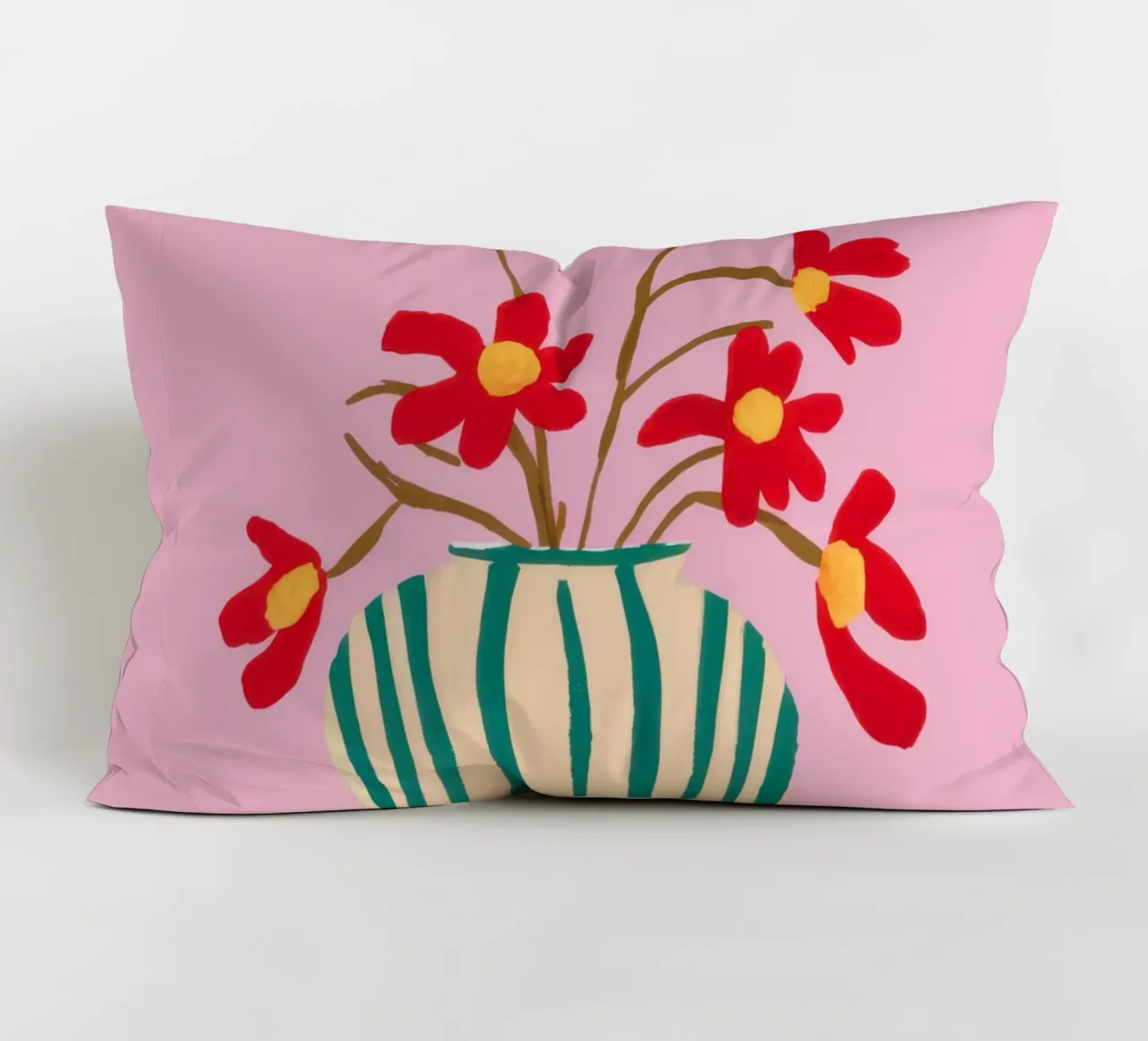 Veridian Stripe Bloom decorative cushion by Rain Balance
