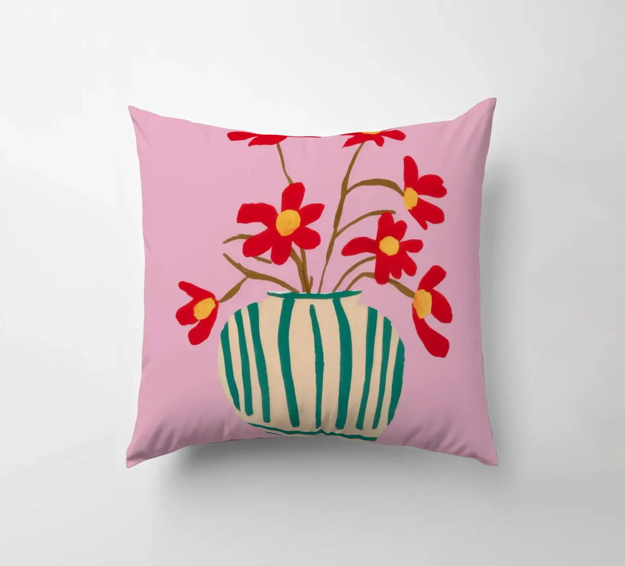 Veridian Stripe Bloom decorative cushion by Rain Balance