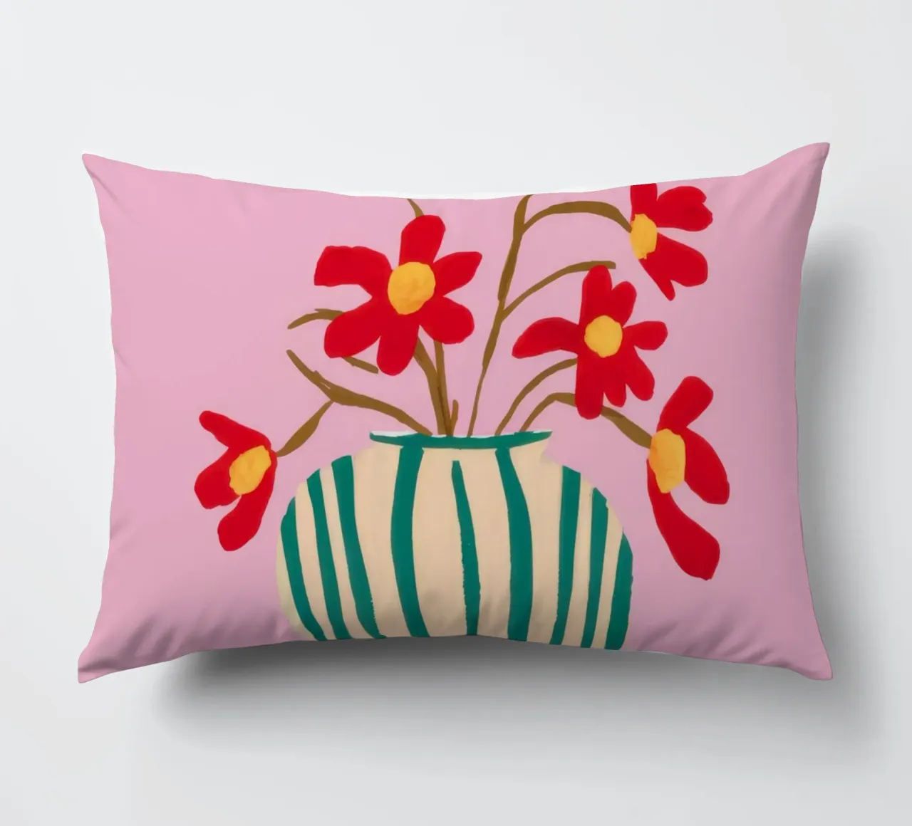 Veridian Stripe Bloom decorative cushion by Rain Balance