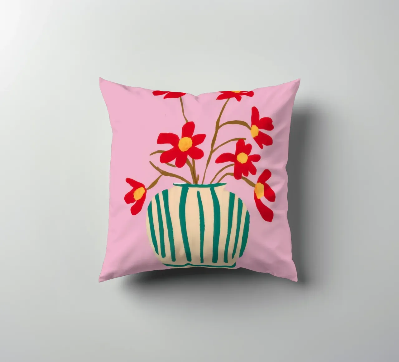 Veridian Stripe Bloom decorative cushion by Rain Balance