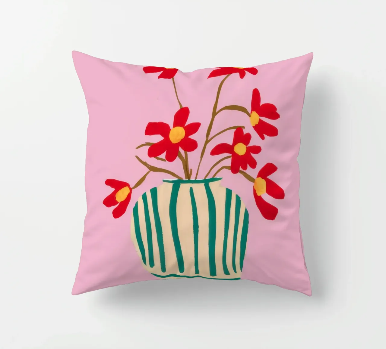 Veridian Stripe Bloom decorative cushion by Rain Balance