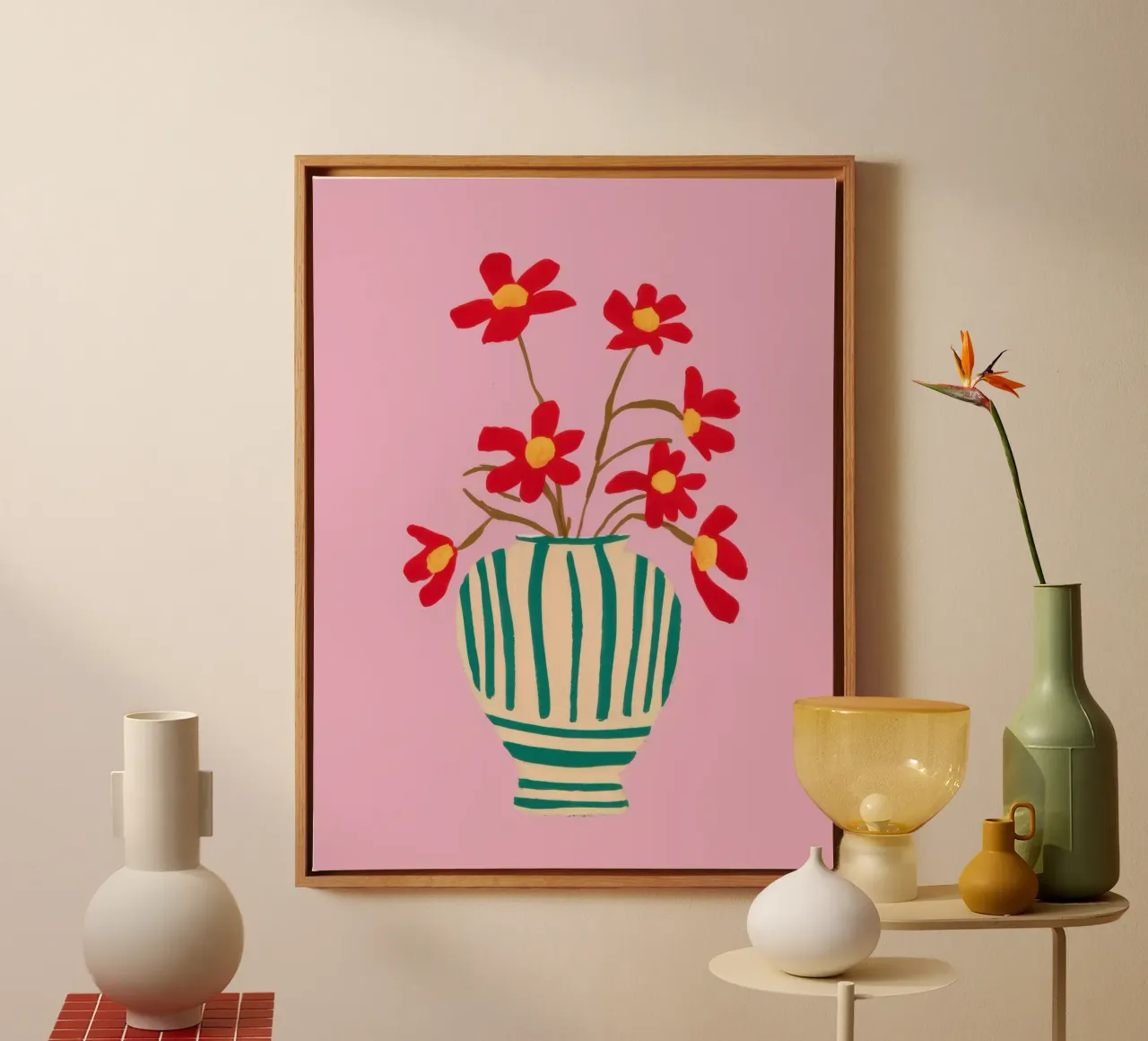 Veridian Stripe Bloom canvas by Rain Balance