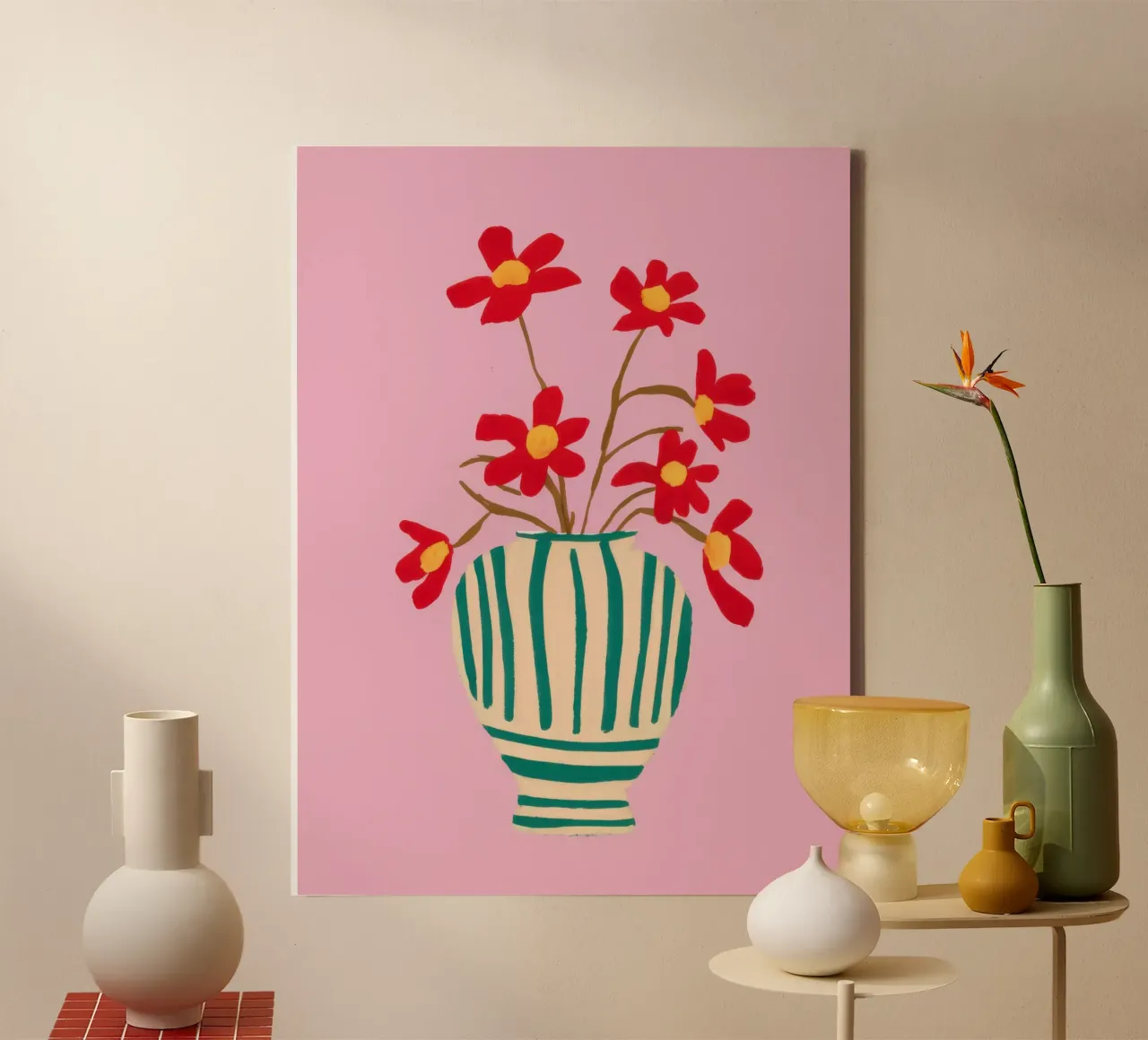 Veridian Stripe Bloom canvas by Rain Balance