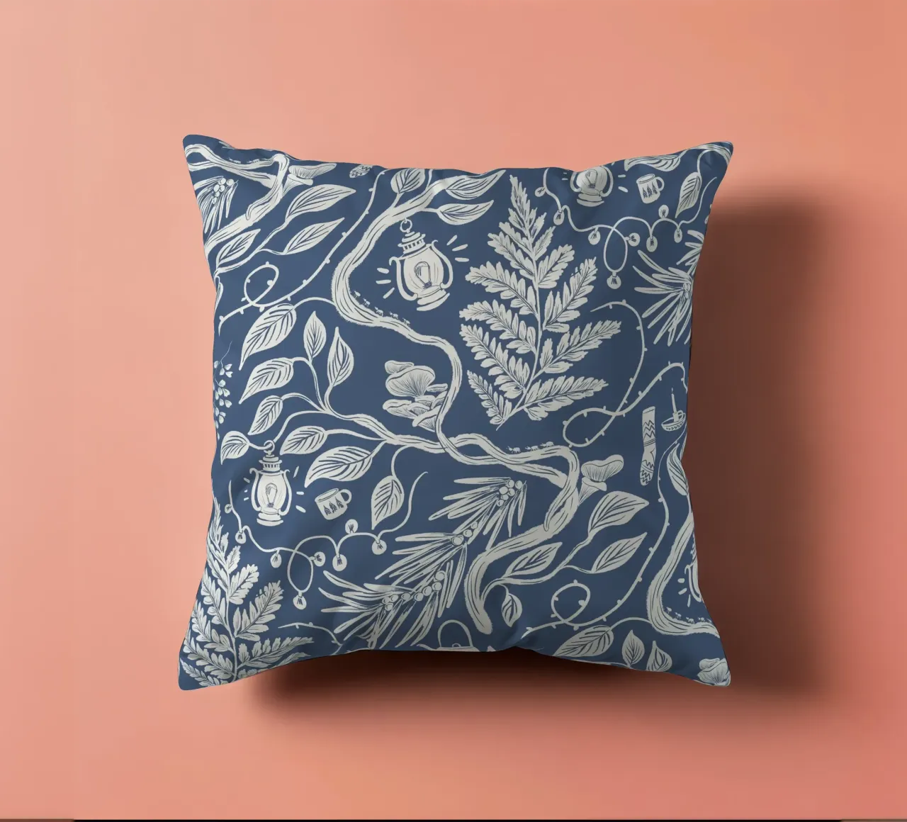 Cabincore Blue Forest Garden cuscino da anisillustration