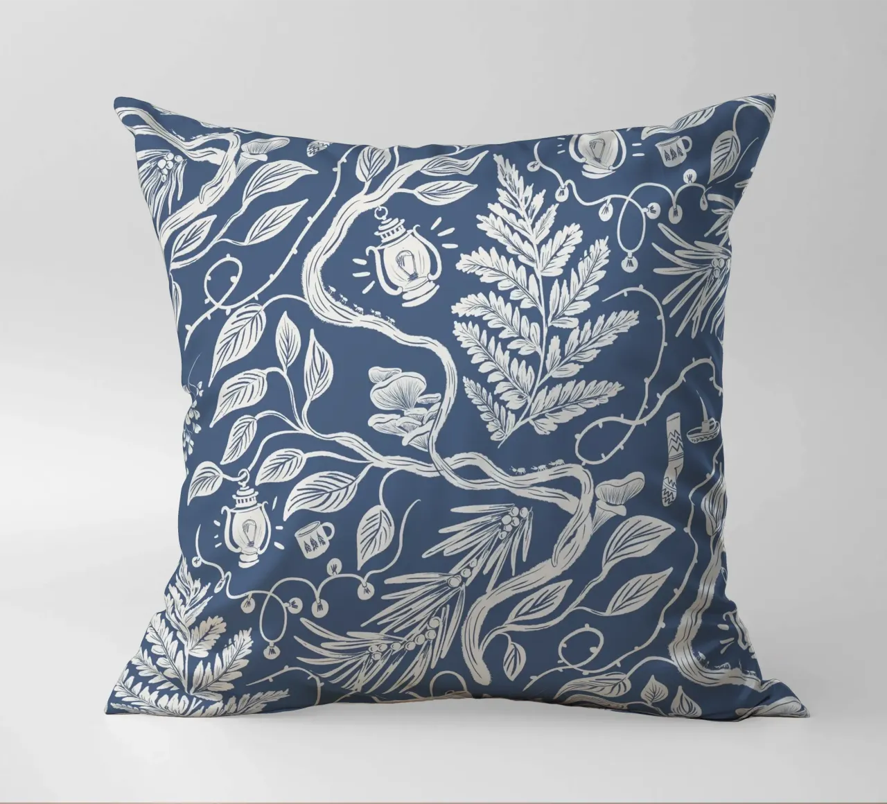 Cabincore Blue Forest Garden cuscino da anisillustration