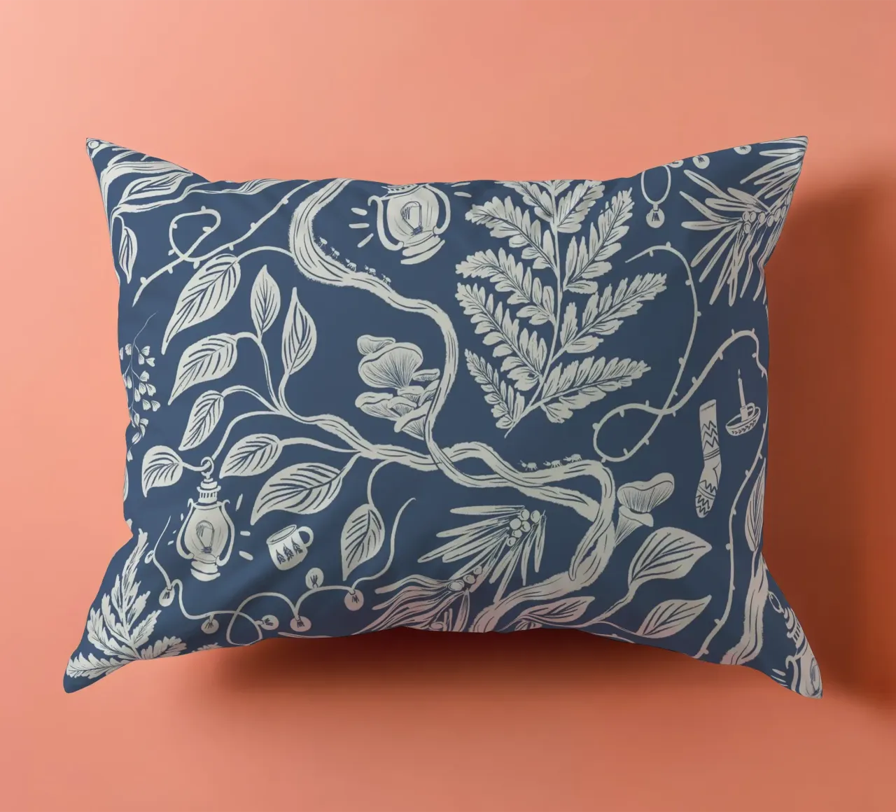Cabincore Blue Forest Garden cuscino da anisillustration