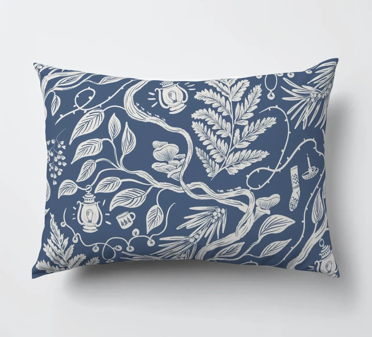 Cabincore Blue Forest Garden cuscino da anisillustration