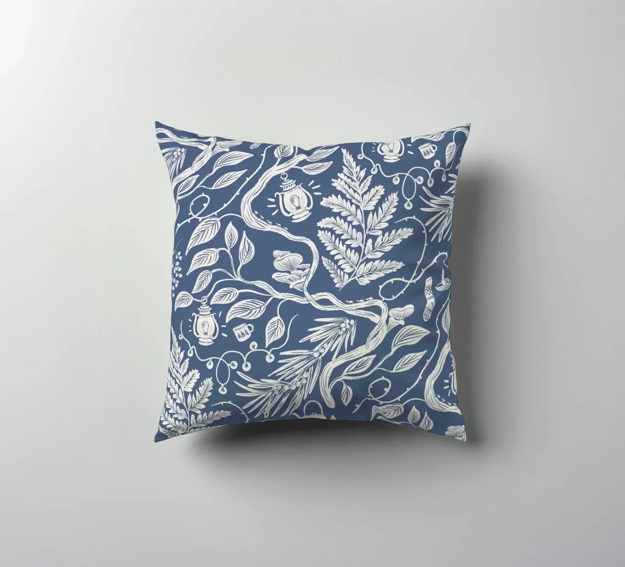 Cabincore Blue Forest Garden cuscino da anisillustration