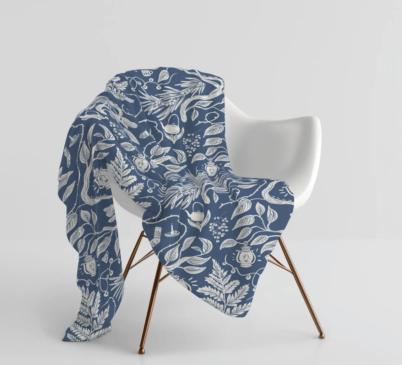 Cabincore Blue Forest Garden coperta in pile da anisillustration