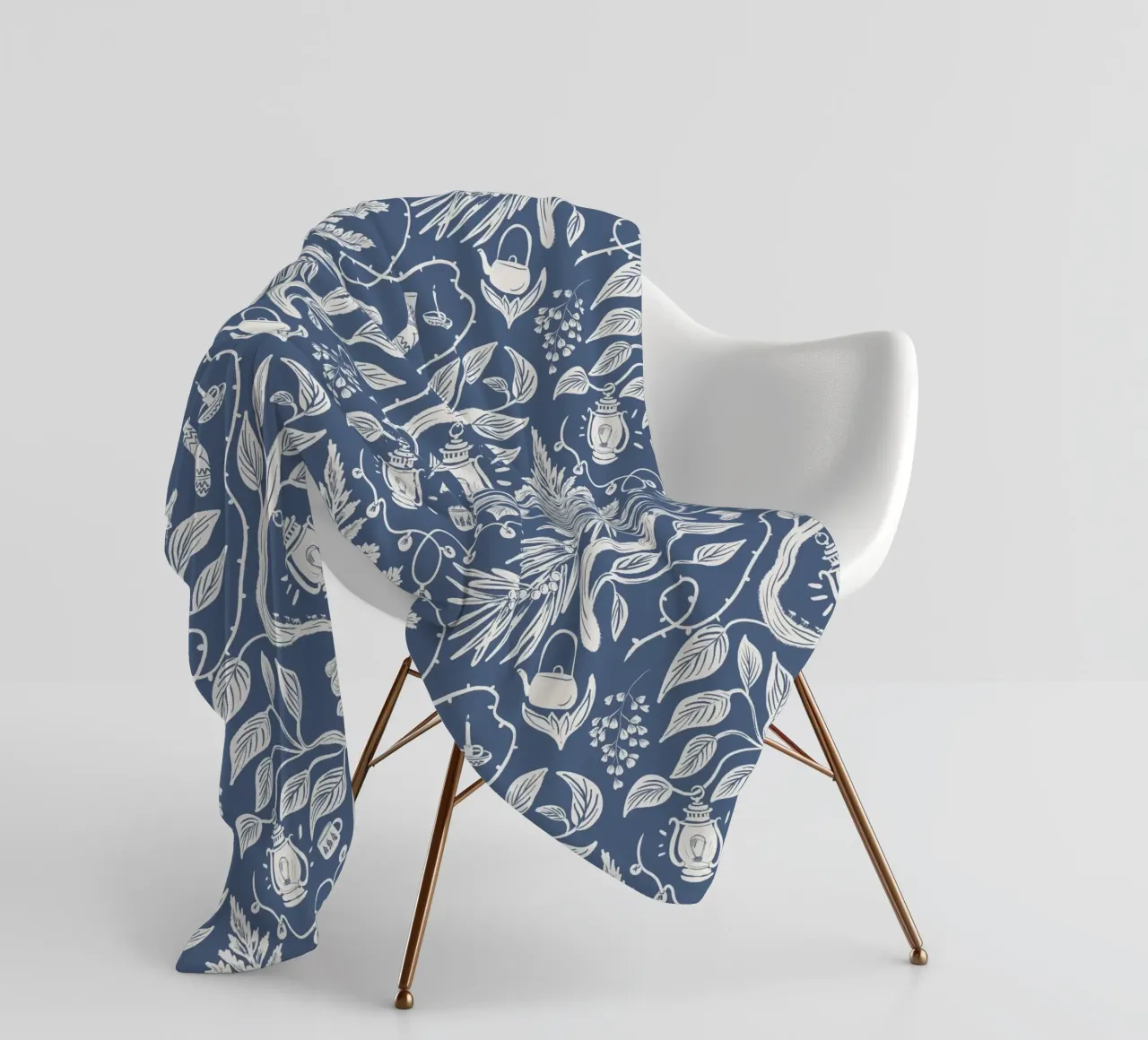 Cabincore Blue Forest Garden coperta in pile da anisillustration