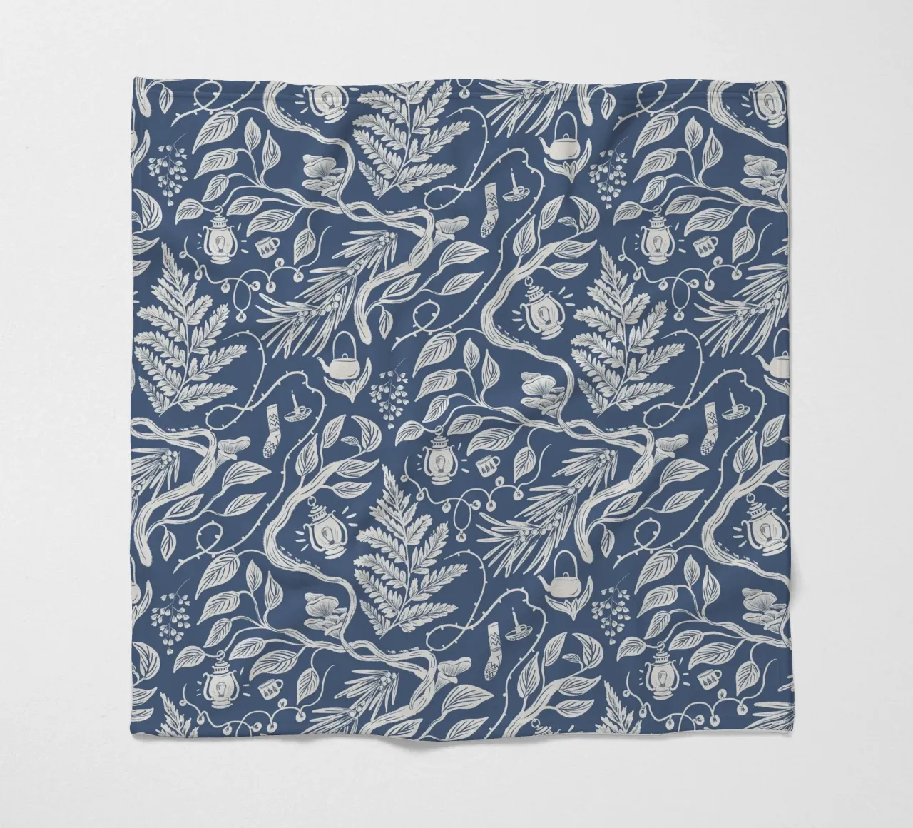 Cabincore Blue Forest Garden coperta in pile da anisillustration