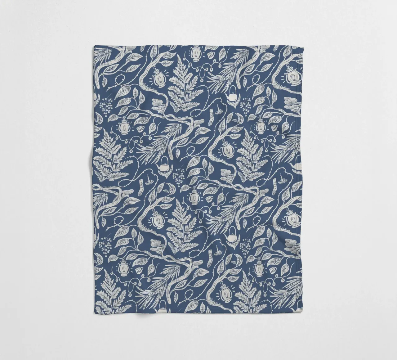 Cabincore Blue Forest Garden coperta in pile da anisillustration