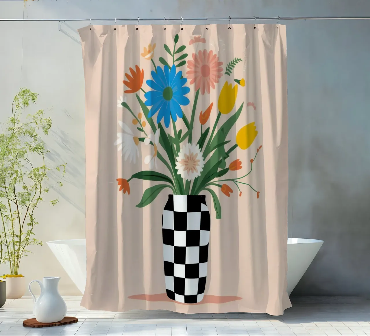 Bilanciamento del fiore a scacchi tenda da doccia da Rain Balance