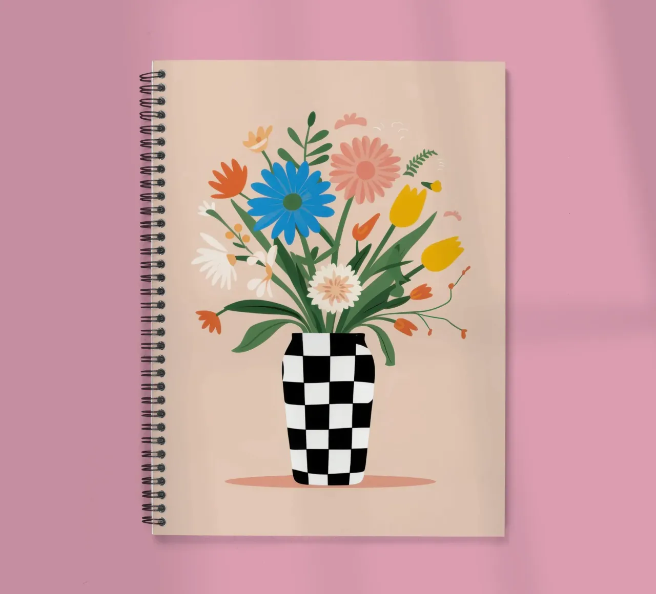Checkered Bloom Balance spiral notebook by Rain Balance