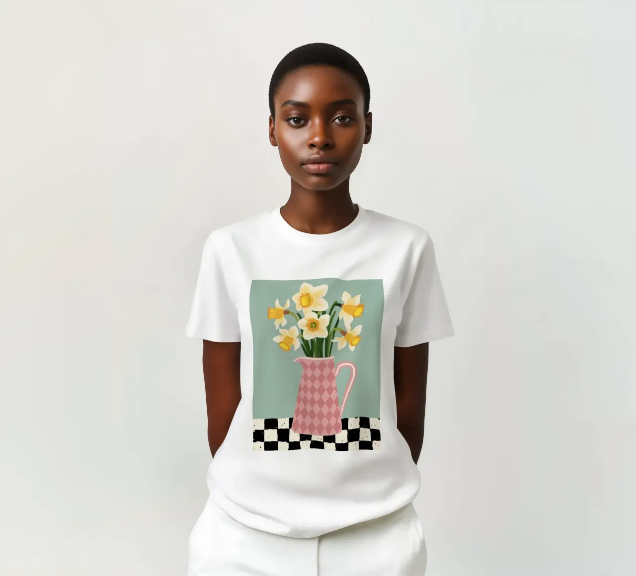 Charm a forma di giunchiglia a scacchiera t-shirt da Rain Balance