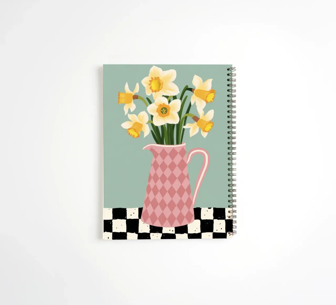 Checkered Daffodil Charm spiral notebook by Rain Balance
