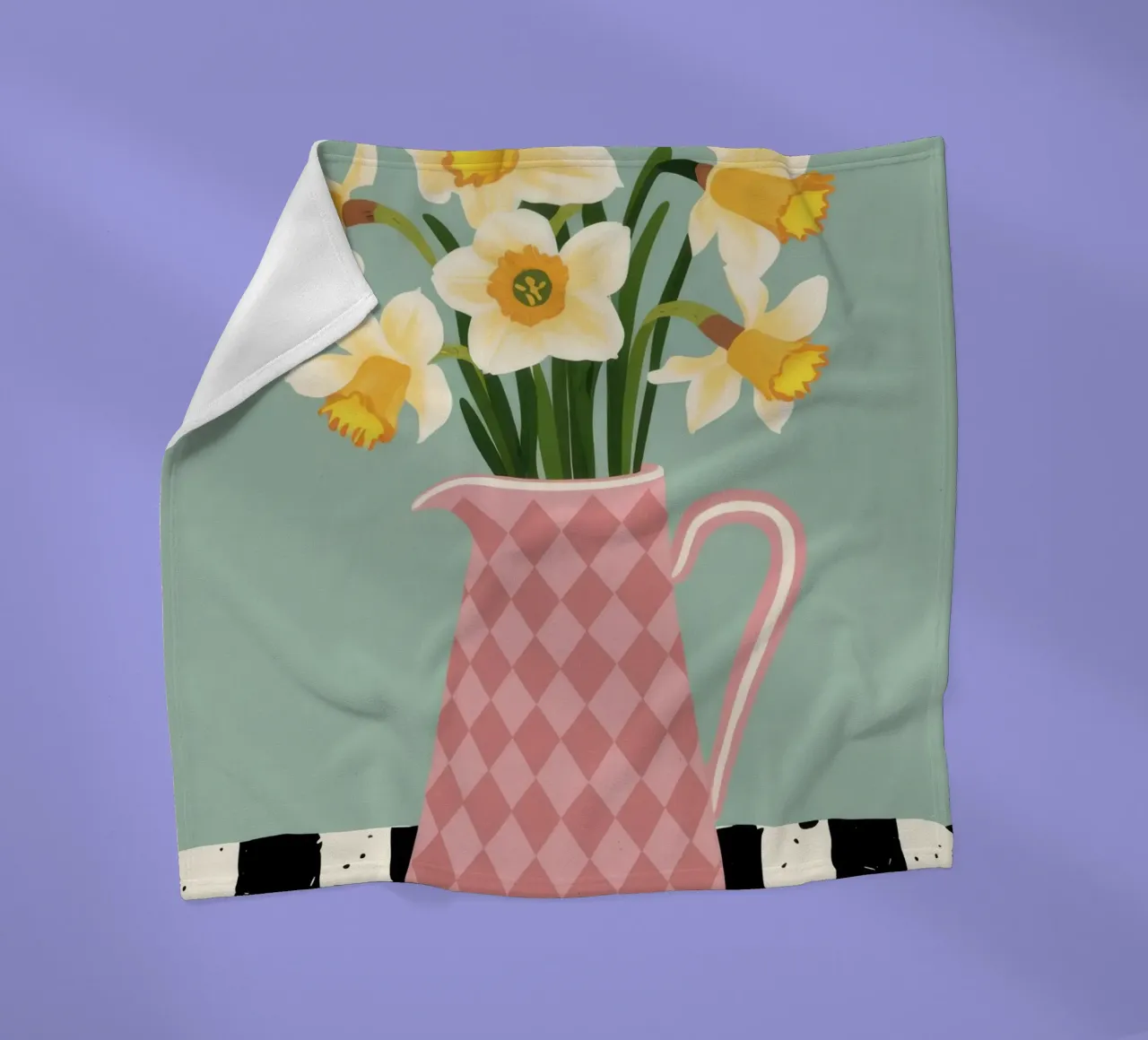 Checkered Daffodil Charm fleece blanket by Rain Balance