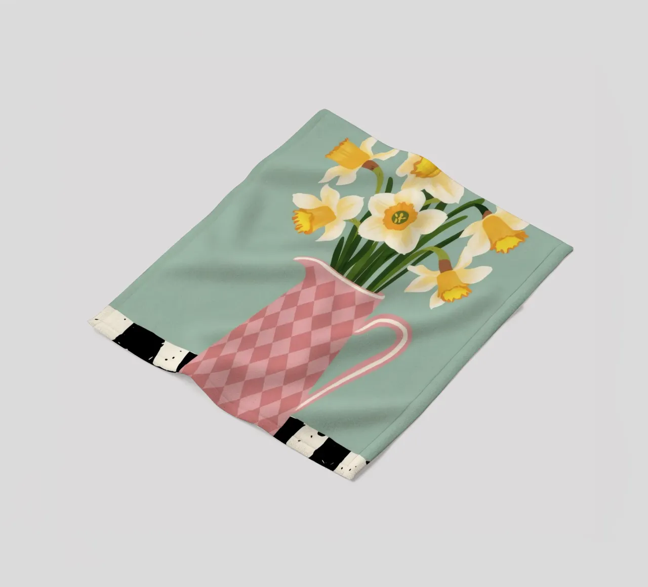 Checkered Daffodil Charm fleece blanket by Rain Balance