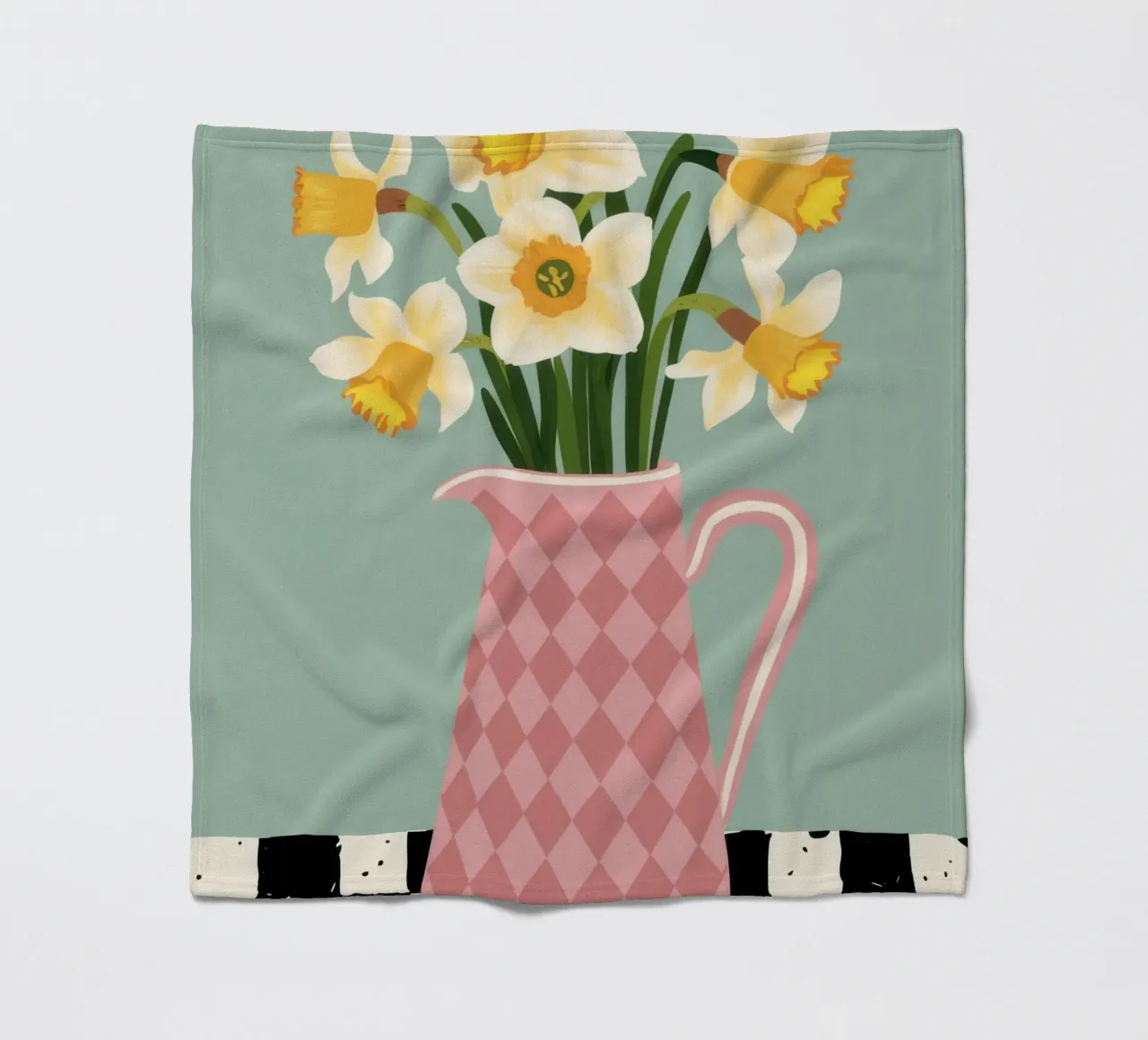 Checkered Daffodil Charm fleece blanket by Rain Balance