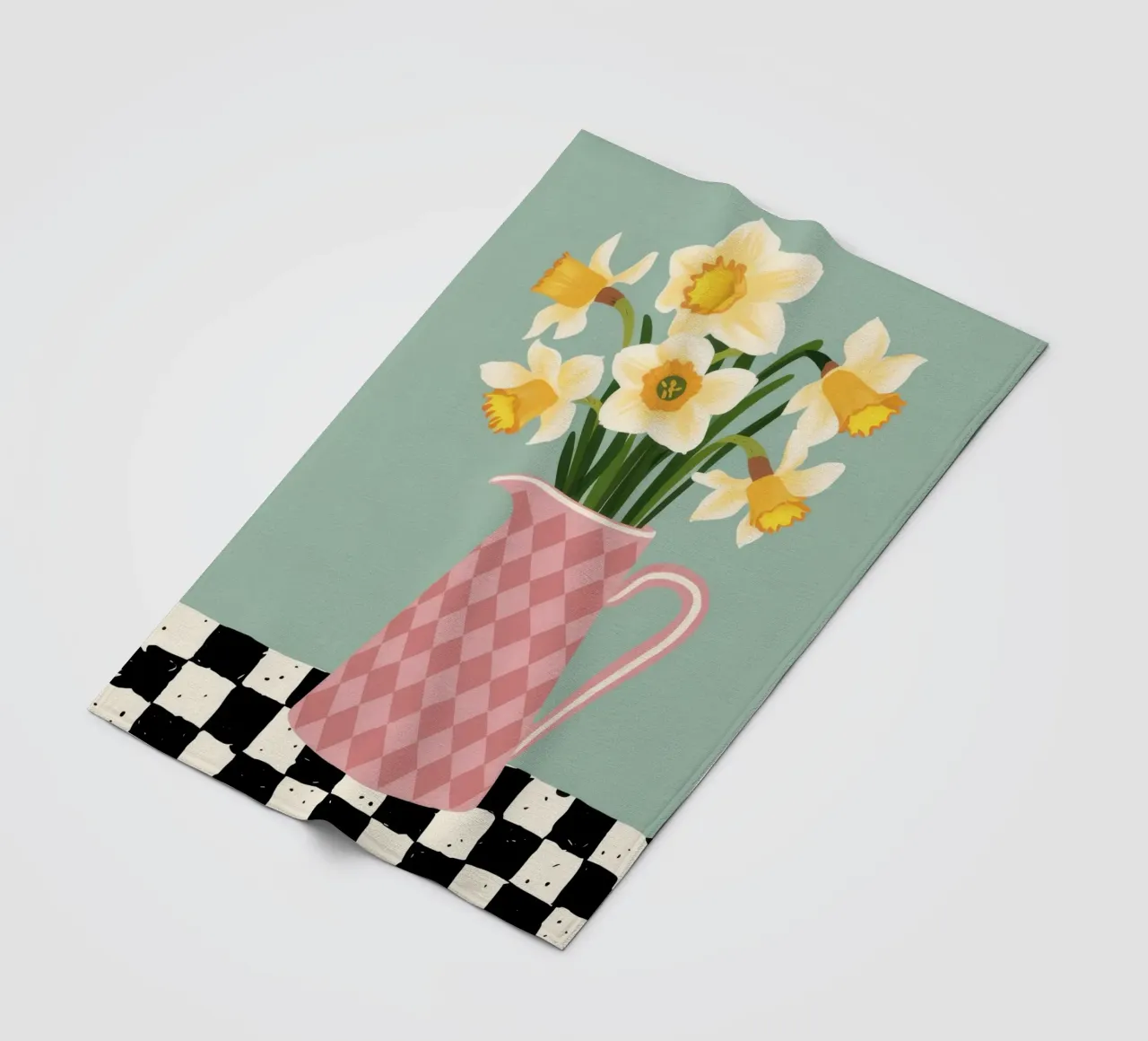 Checkered Daffodil Charm fleece blanket by Rain Balance