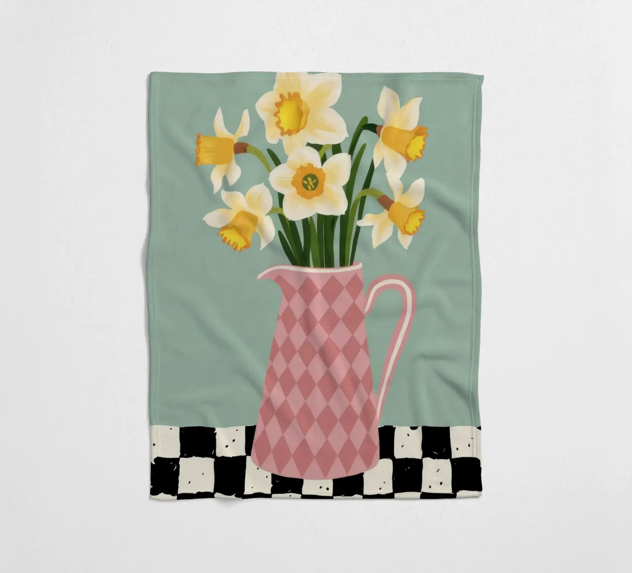 Checkered Daffodil Charm fleece blanket by Rain Balance