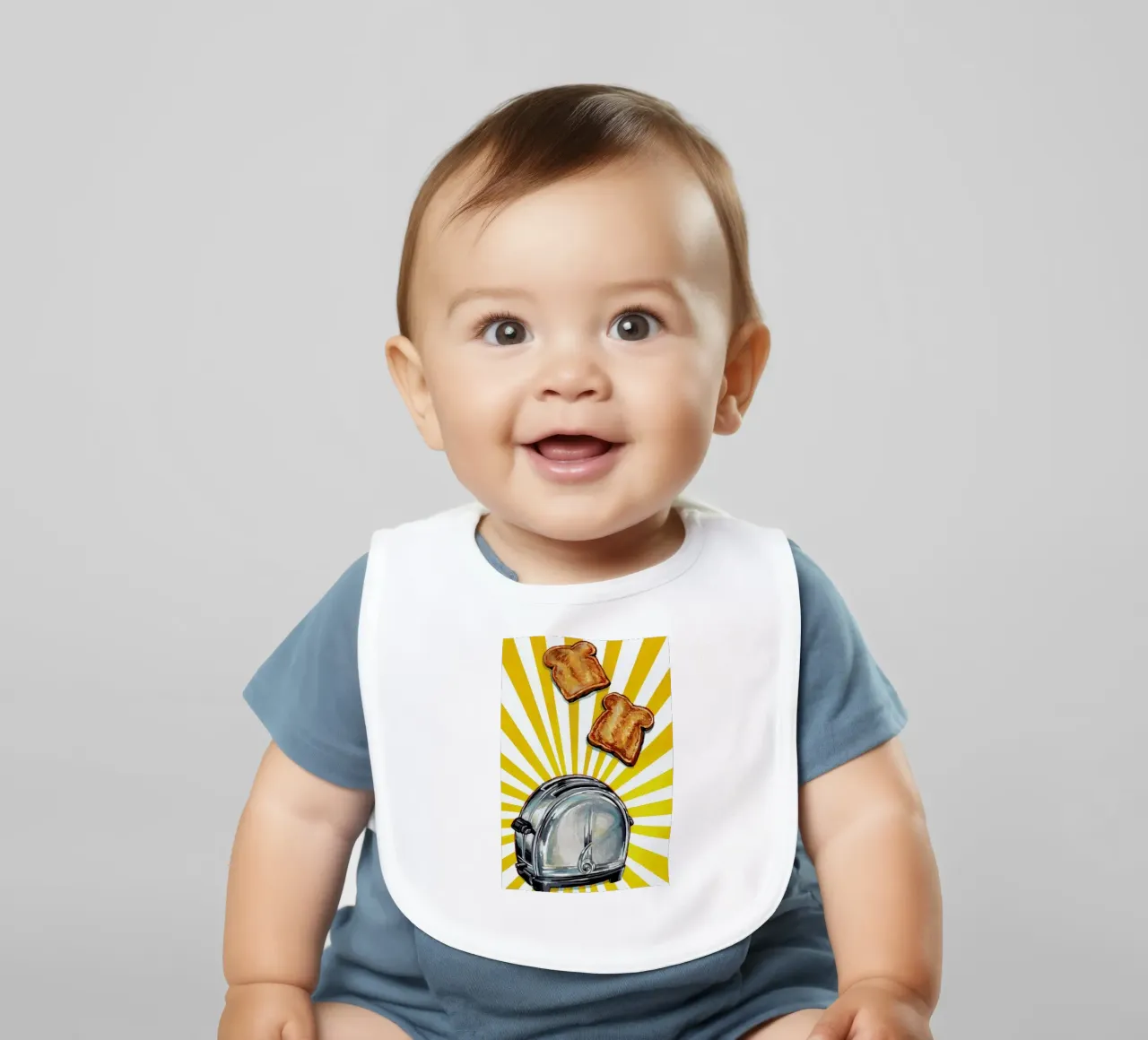 Toaster and Toast baby bib by Kelly Gilleran