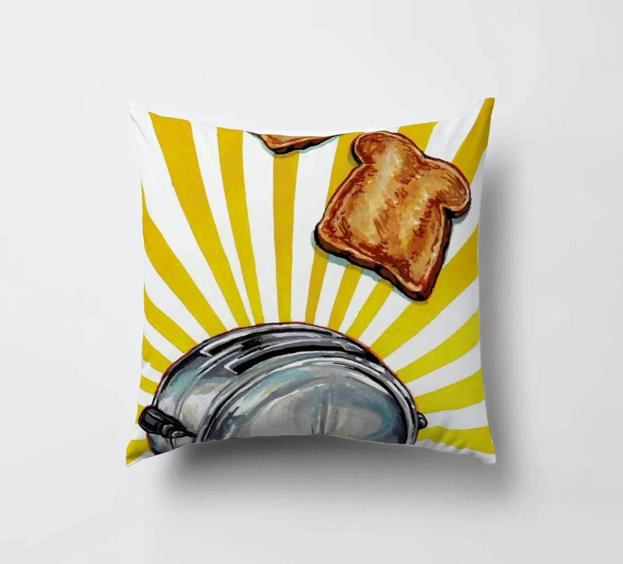 Toaster and Toast decorative cushion by Kelly Gilleran