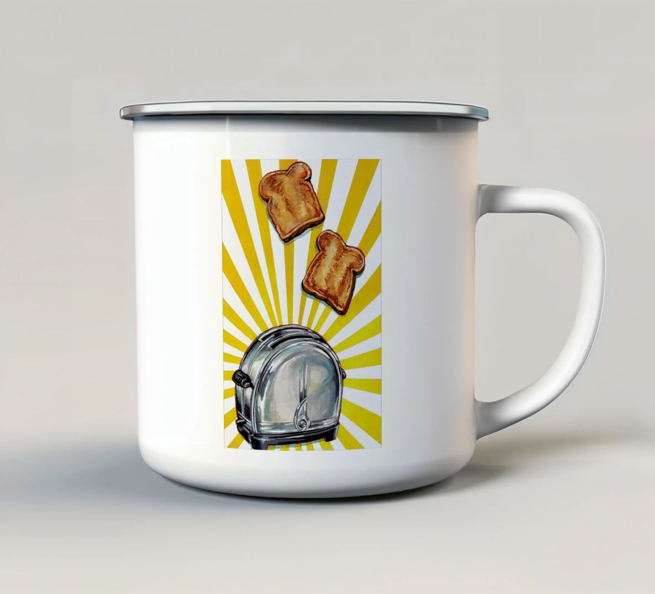 Toaster and Toast tazza in smalto da Kelly Gilleran