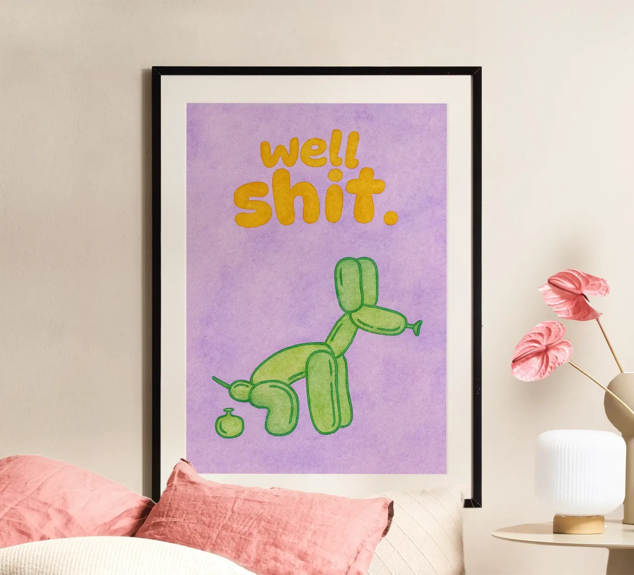 cane divertente poster con telaio in alluminio da Britania