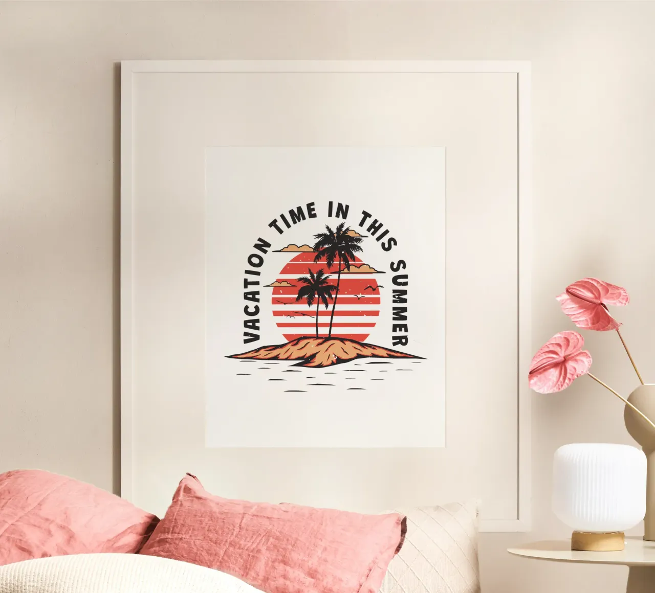 Fuga al tramonto estivo poster con telaio in plastica da Graceful Desine