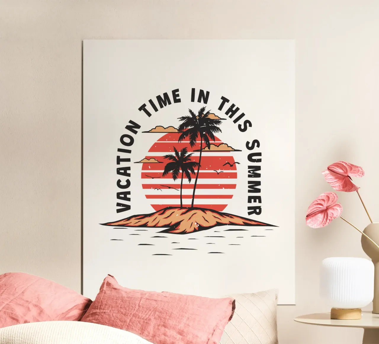 Fuga al tramonto estivo poster con telaio in plastica da Graceful Desine