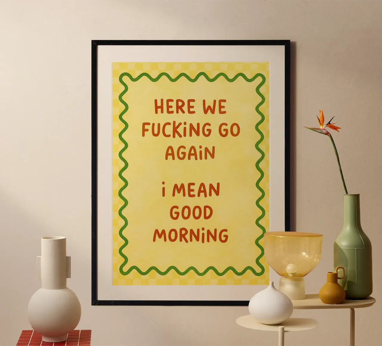 Intendo dire buongiorno poster con telaio in legno da Britania