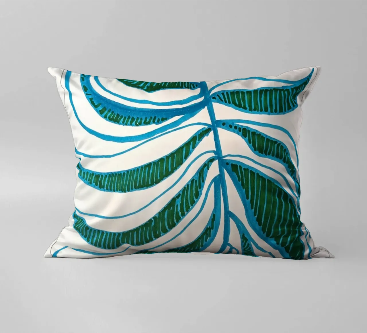 Blue Leaf 1 decorative cushion by sum2proveDesign