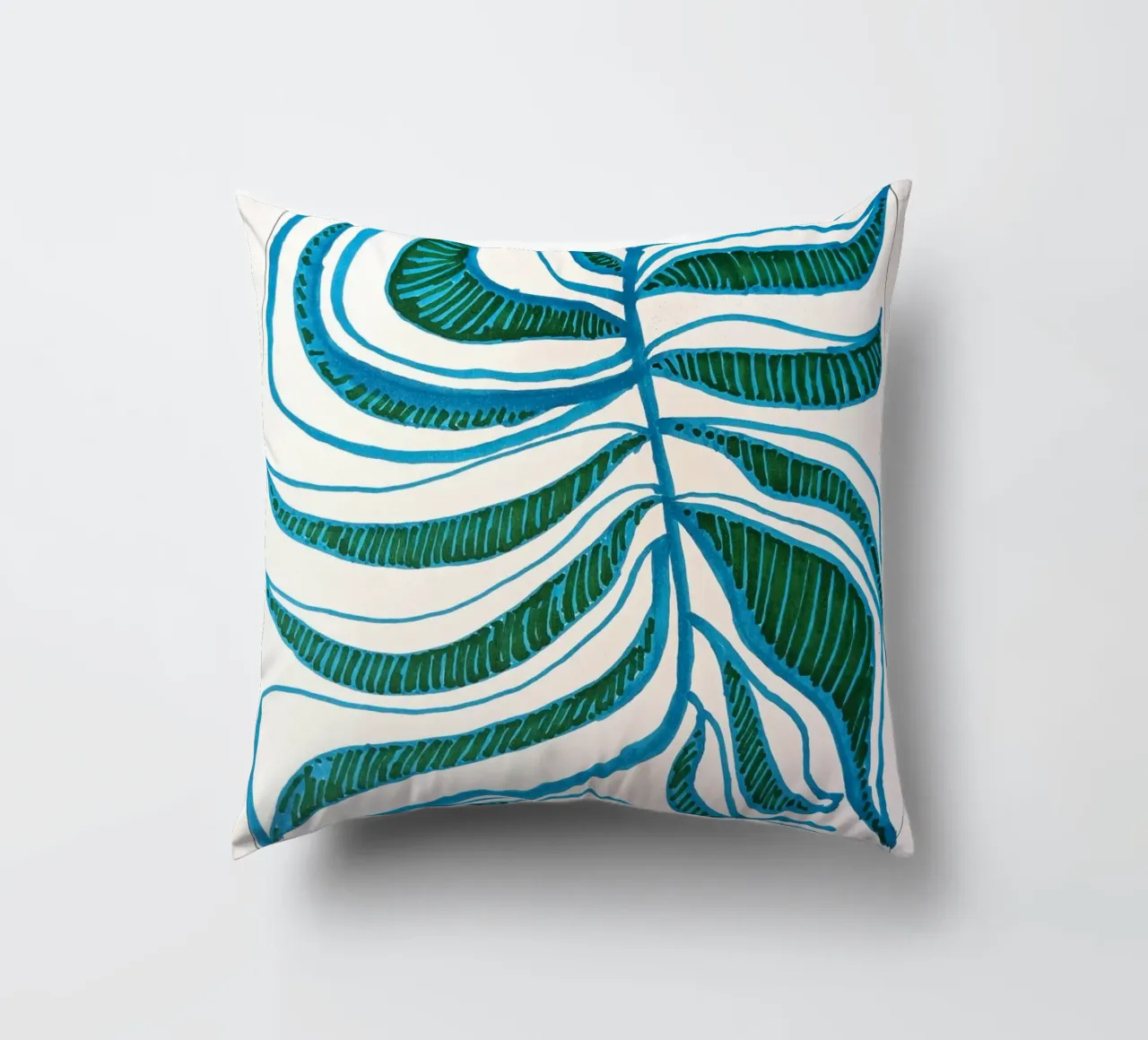 Blue Leaf 1 decorative cushion by sum2proveDesign