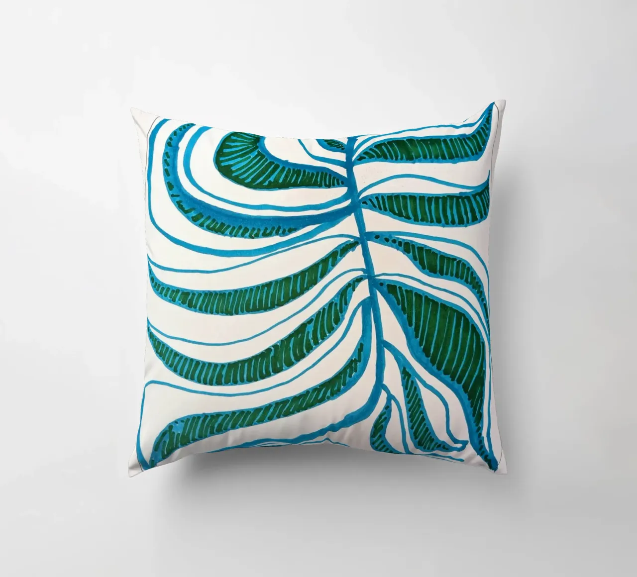 Blue Leaf 1 decorative cushion by sum2proveDesign