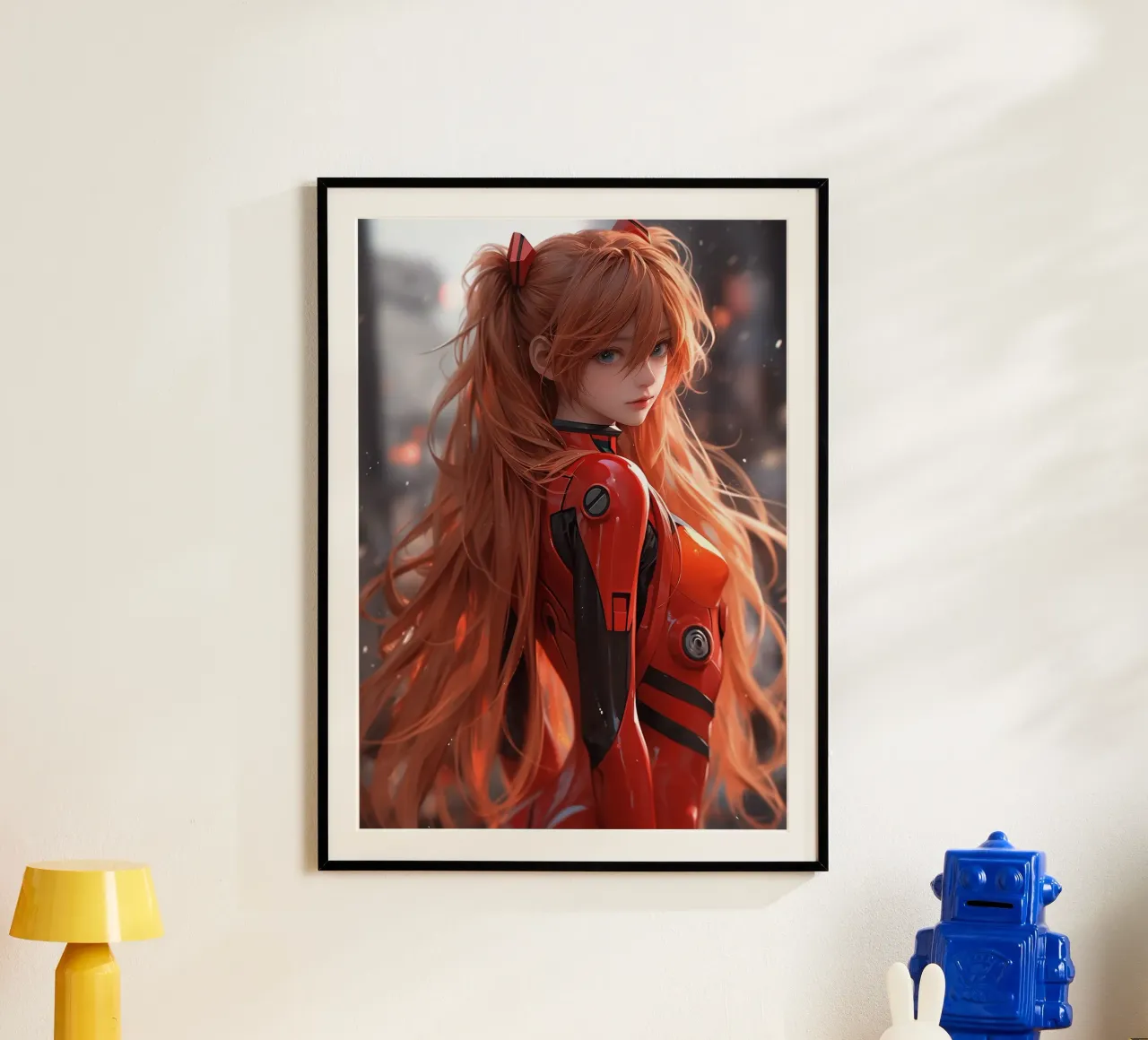 Asuka Langley Soryu Neon Genesis Evangelion poster con telaio in legno da Fleur de Lys