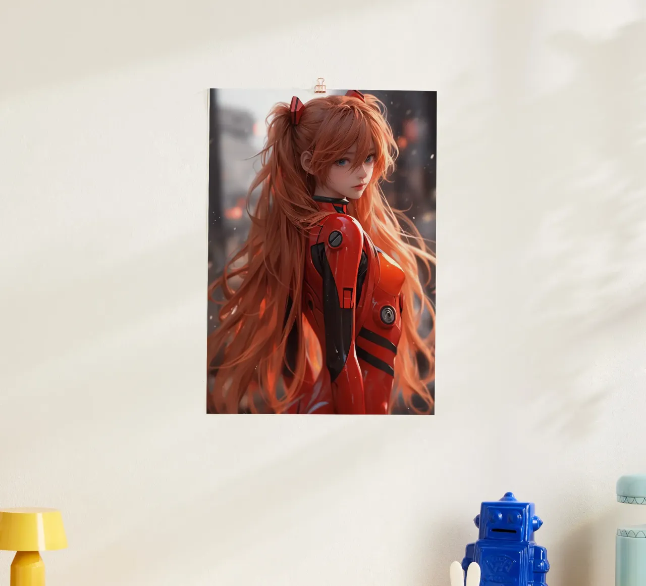Asuka Langley Soryu Neon Genesis Evangelion poster con telaio in legno da Fleur de Lys